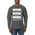 thumbnail image 1 of Wild Bobby, Have Faith Pray Hard Stay Humble Inspirational/Christian Men Long Sleeve Shirt, Charcoal, 3X-Large, 1 of 6