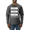 thumbnail image 1 of Wild Bobby, Have Faith Pray Hard Stay Humble Inspirational/Christian Men Long Sleeve Shirt, Heather Black, 3X-Large, 1 of 6