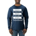 thumbnail image 1 of Wild Bobby, Have Faith Pray Hard Stay Humble Inspirational/Christian Men Long Sleeve Shirt, Vintage Heather Navy, Medium, 1 of 6