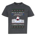thumbnail image 1 of Wild Bobby Have a Holly Jawlly Christmas, Cute Shark Christmas Sweater | Holiday Unisex Boys Girls Graphic Youth T-Shirt, 1 of 5