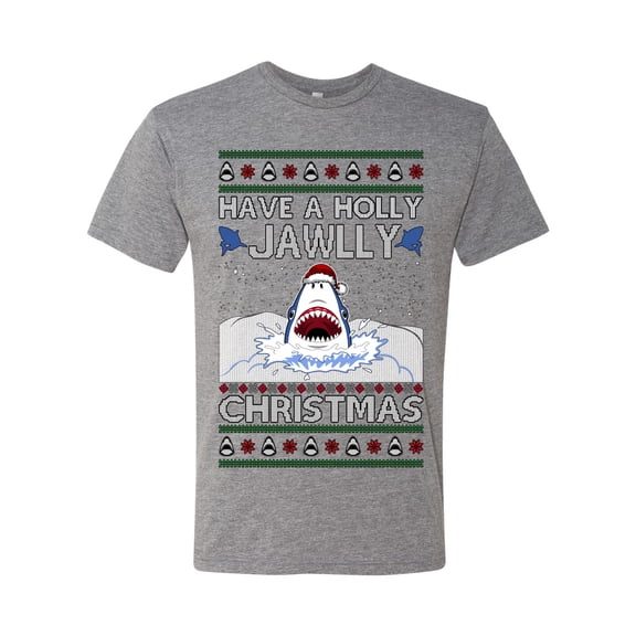 Wild Bobby Have a Holly Jawlly Christmas Shark Sweater | Funny Holiday Men Premium Tri Blend Tee