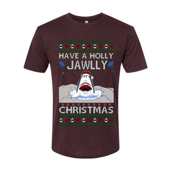 Wild Bobby Have a Holly Jawlly Christmas Shark Sweater | Funny Holiday Men Premium Tri Blend Tee