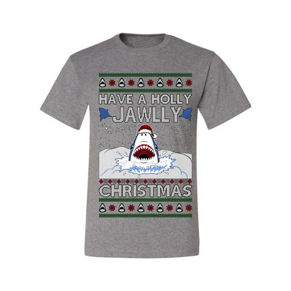 Wild Bobby Have a Holly Jawlly Christmas Shark Sweater | Funny Holiday Men Tee
