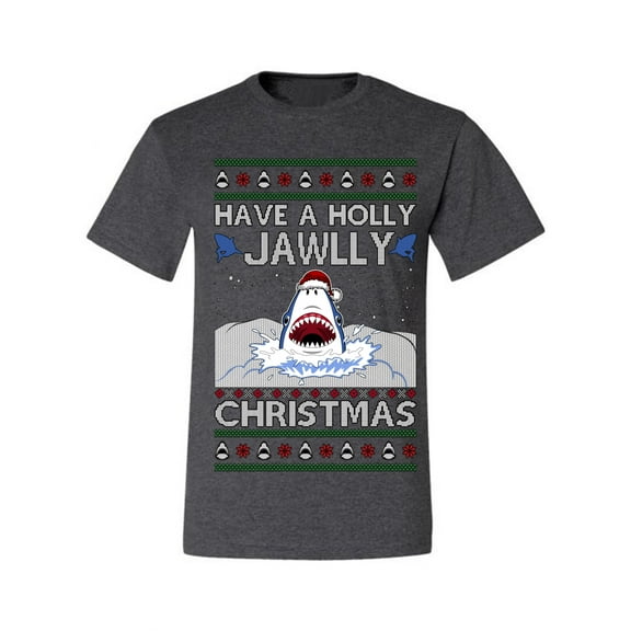 Wild Bobby Have a Holly Jawlly Christmas Shark Sweater | Funny Holiday Men Tee