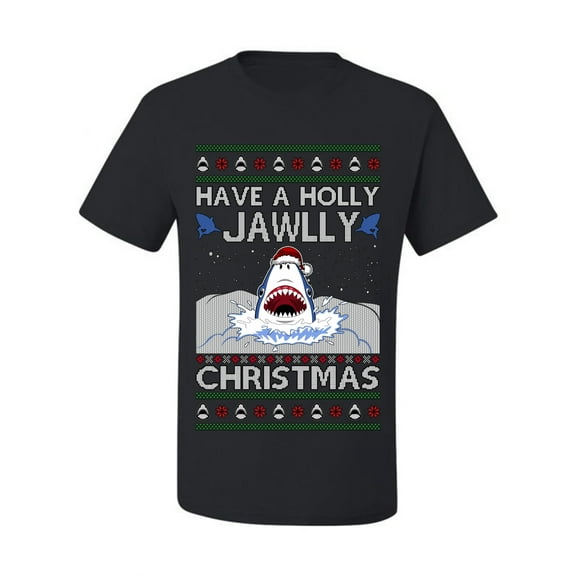 Wild Bobby Have a Holly Jawlly Christmas Shark Sweater | Funny Holiday Men Tee