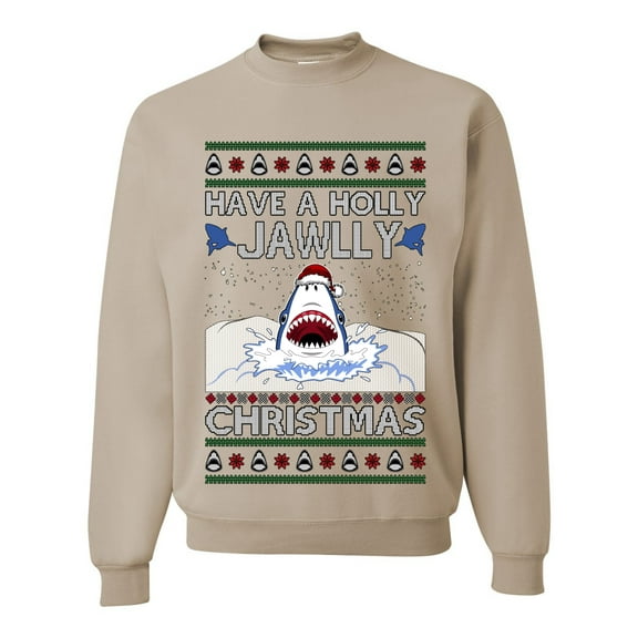Wild Bobby Have a Holly Jawlly Christmas Shark Sweater | Funny Holiday Unisex Crewneck Sweatshirt