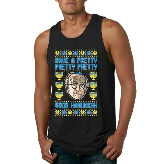 Wild Bobby, Have a Pretty Pretty Pretty Good Hanukkah Curb Larry, Hanukkah, Men Graphic Tank Top, Black, Small
