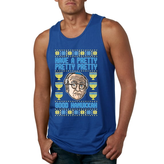 Wild Bobby, Have a Pretty Pretty Pretty Good Hanukkah Curb Larry, Hanukkah, Men Graphic Tank Top, Royal, XX-Large