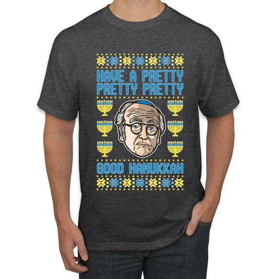 Wild Bobby, Have a Pretty Pretty Pretty Good Hanukkah Curb Larry, Hanukkah, Men Graphic Tee, Heather Black, 4X-Large