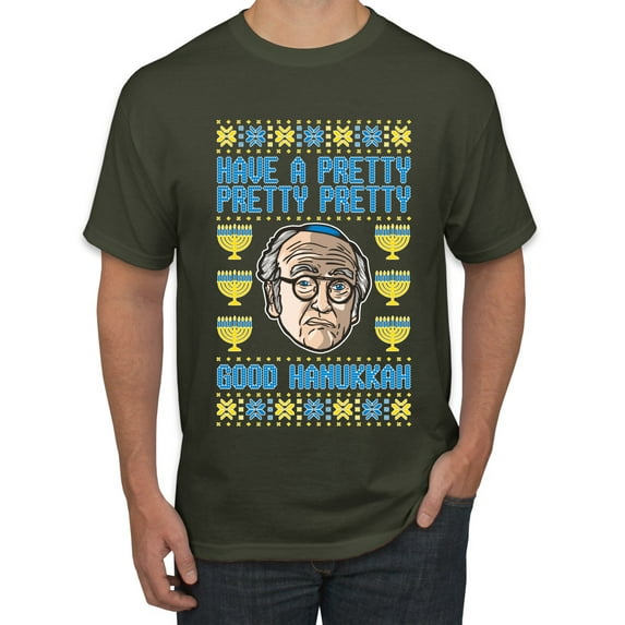 Wild Bobby, Have a Pretty Pretty Pretty Good Hanukkah Curb Larry, Hanukkah, Men Graphic Tee, Military Green, 5X-Large