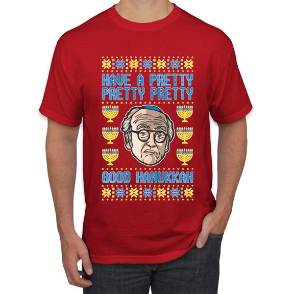 Wild Bobby, Have a Pretty Pretty Pretty Good Hanukkah Curb Larry, Hanukkah, Men Graphic Tee, Red, 5X-Large