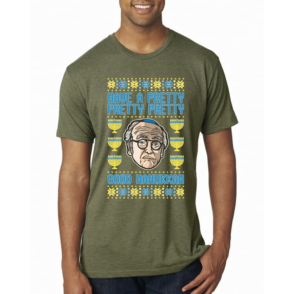 Wild Bobby, Have a Pretty Pretty Pretty Good Hanukkah Curb Larry, Hanukkah, Men Premium Tri Blend Tee, Military Green, X-Large