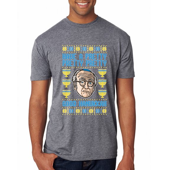 Wild Bobby, Have a Pretty Pretty Pretty Good Hanukkah Curb Larry, Hanukkah, Men Premium Tri Blend Tee, Premium Heather, Large