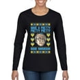 thumbnail image 1 of Wild Bobby, Have a Pretty Pretty Pretty Good Hanukkah Curb Larry, Hanukkah, Women Graphic Long Sleeve Tee, Black, Small, 1 of 4
