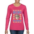 thumbnail image 1 of Wild Bobby, Have a Pretty Pretty Pretty Good Hanukkah Curb Larry, Hanukkah, Women Graphic Long Sleeve Tee, Fuschia, Small, 1 of 4