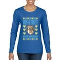 thumbnail image 1 of Wild Bobby, Have a Pretty Pretty Pretty Good Hanukkah Curb Larry, Hanukkah, Women Graphic Long Sleeve Tee, Royal, Large, 1 of 4