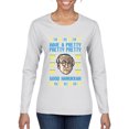 thumbnail image 1 of Wild Bobby, Have a Pretty Pretty Pretty Good Hanukkah Curb Larry, Hanukkah, Women Graphic Long Sleeve Tee, White, Medium, 1 of 4