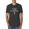 thumbnail image 1 of Wild Bobby, He Came He Saw He Conquered Inspirational/Christian Men Premium Tri Blend Tee, Vintage Black, Small, 1 of 6