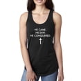 thumbnail image 1 of Wild Bobby, He Came He Saw He Conquered Inspirational/Christian Women Racerback Tank Top, Black, Small, 1 of 6