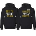 thumbnail image 1 of Wild Bobby, He's the Man She's the Boss Funny Classic His and Hers Matching Couples Hoodies Sweater Set, Black, Mens S-Womens 3XL, 1 of 3