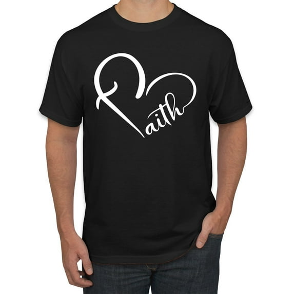Wild Bobby Heart Made Of Faith Inspirational/Christian Men Graphic Tee, Black, 5X-Large