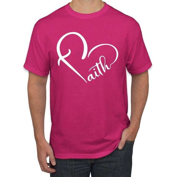 Wild Bobby Heart Made Of Faith Inspirational/Christian Men Graphic Tee, Fuschia, 5X-Large