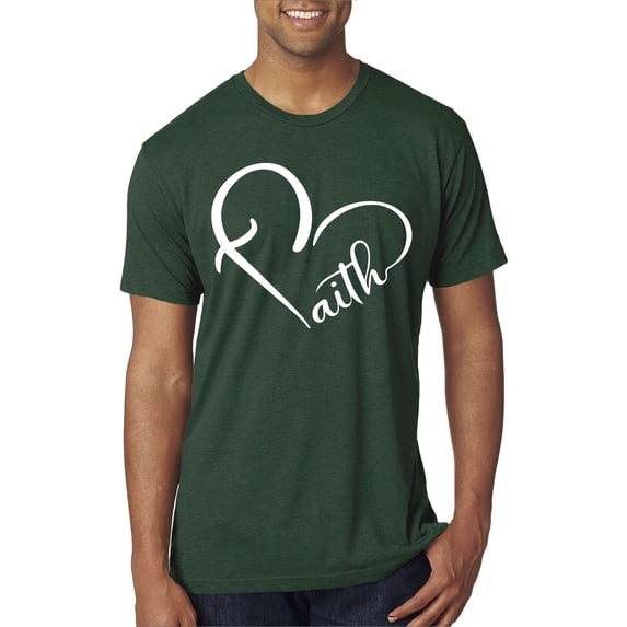 Wild Bobby Heart Made Of Faith Inspirational/Christian Men Premium Tri Blend Tee, Forest Green, Large