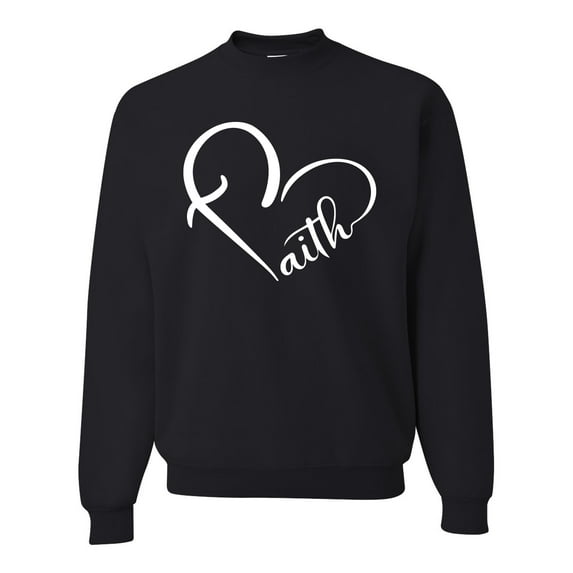 Wild Bobby Heart Made Of Faith Inspirational/Christian Unisex Crewneck Graphic Sweatshirt, Black, Small