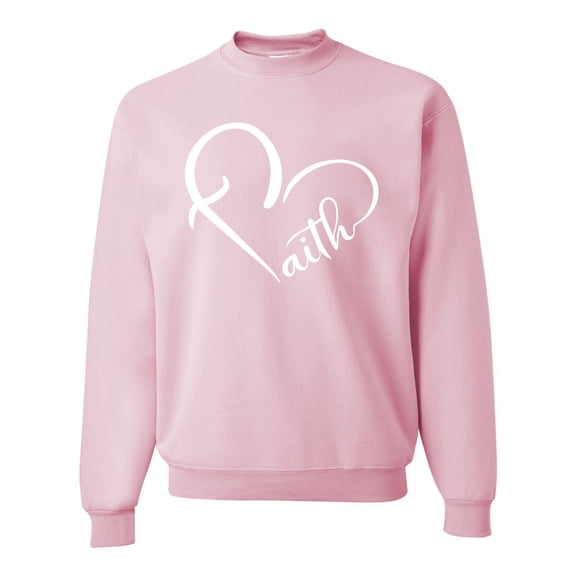 Wild Bobby, Heart Made Of Faith Inspirational/Christian Unisex Crewneck Graphic Sweatshirt, Light Pink, XX-Large