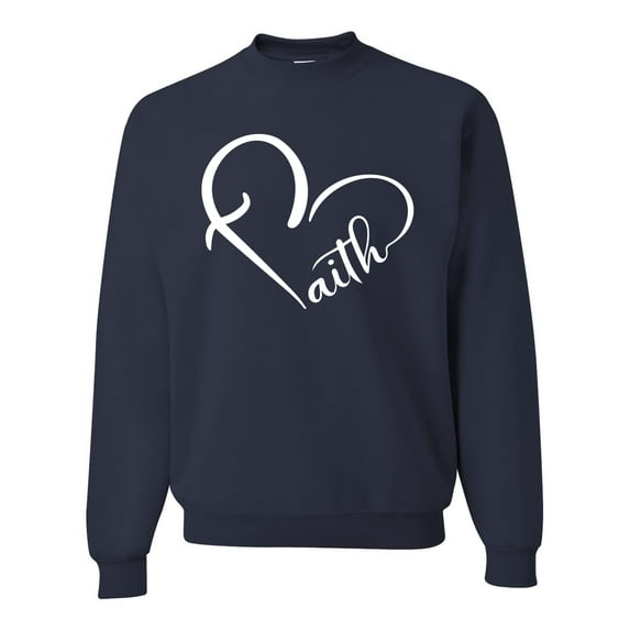 Wild Bobby Heart Made Of Faith Inspirational/Christian Unisex Crewneck Graphic Sweatshirt, Navy, XX-Large