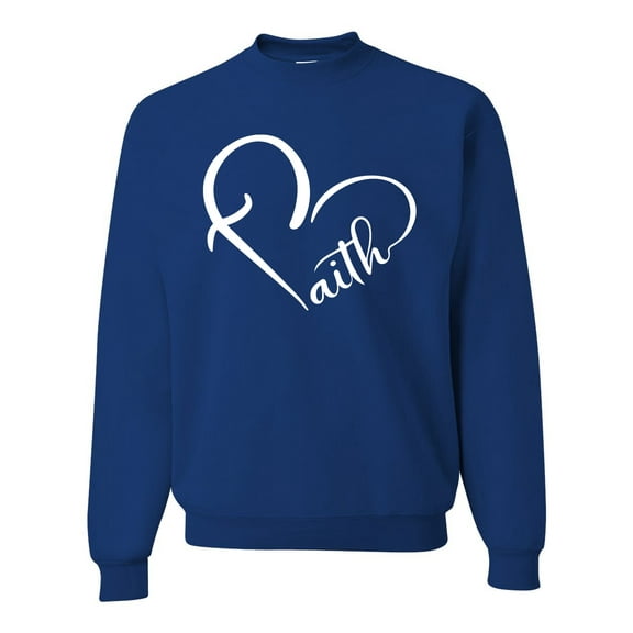 Wild Bobby Heart Made Of Faith Inspirational/Christian Unisex Crewneck Graphic Sweatshirt, Royal, XX-Large