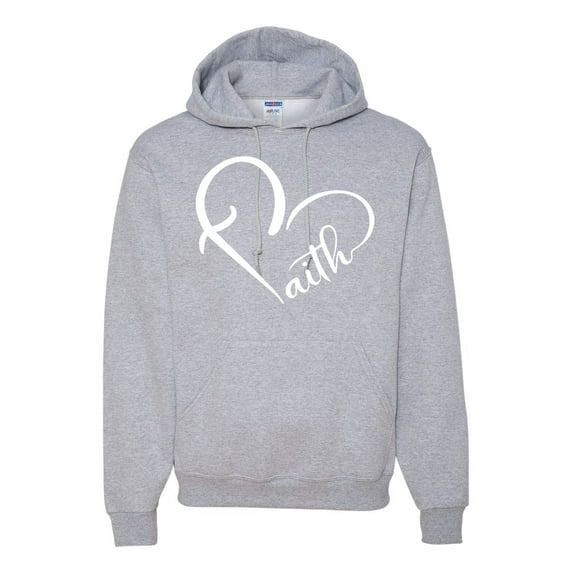 Wild Bobby Heart Made Of Faith Inspirational/Christian Unisex Graphic Hoodie Sweatshirt, Heather Grey, 3X-Large