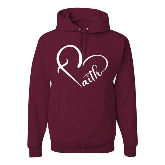Wild Bobby Heart Made Of Faith Inspirational/Christian Unisex Graphic Hoodie Sweatshirt, Maroon, X-Large