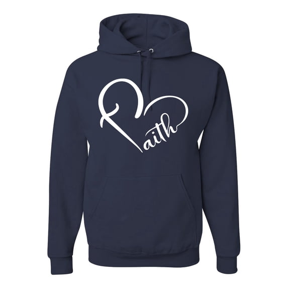 Wild Bobby Heart Made Of Faith Inspirational/Christian Unisex Graphic Hoodie Sweatshirt, Navy, X-Large