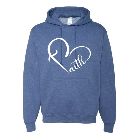 Wild Bobby Heart Made Of Faith Inspirational/Christian Unisex Graphic Hoodie Sweatshirt, Vintage Heather Blue, Medium