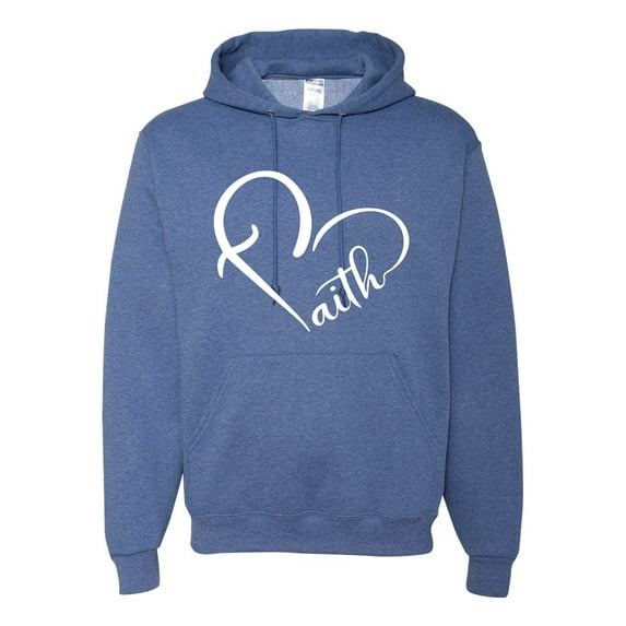 Wild Bobby Heart Made Of Faith Inspirational/Christian Unisex Graphic Hoodie Sweatshirt, Vintage Heather Blue, Small