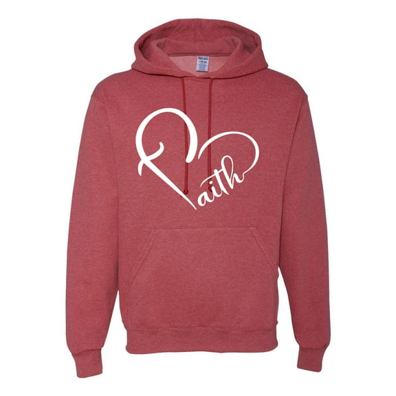 Wild Bobby Heart Made Of Faith Inspirational/Christian Unisex Graphic Hoodie Sweatshirt, Vintage Heather Red, X-Large