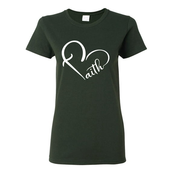 Wild Bobby Heart Made Of Faith Inspirational/Christian Women Graphic Tee, Forest Green, XX-Large