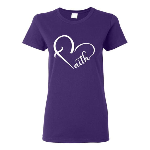 Wild Bobby Heart Made Of Faith Inspirational/Christian Women Graphic Tee, Purple, 3X-Large