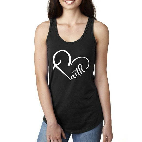 Wild Bobby Heart Made Of Faith Inspirational/Christian Women Racerback Tank Top, Black, Small