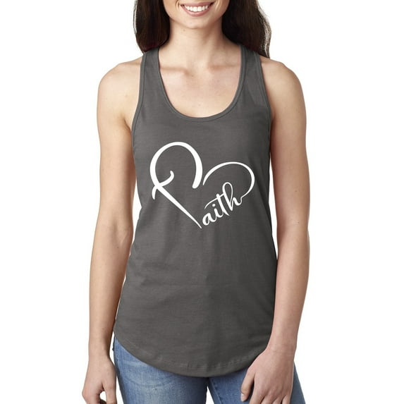 Wild Bobby Heart Made Of Faith Inspirational/Christian Women Racerback Tank Top, Dark Grey, Small