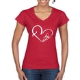 thumbnail image 1 of Wild Bobby Heart Made Of Faith Inspirational/Christian Women Standard V-Neck Tee, Red, XX-Large, 1 of 5