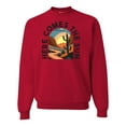 thumbnail image 1 of Wild Bobby Here Comes The Sun Desert Road Nature Lover Unisex Crewneck Sweatshirt, Red, 3X-Large, 1 of 1
