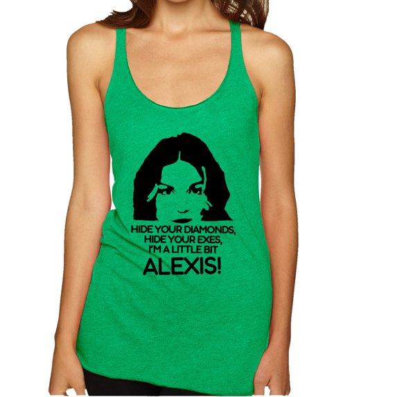 Wild Bobby, Hide Your Diamonds Exes from Alexis Quote Pop Culture Tri-Blend Racerback Tank Top, Envy, X-Large