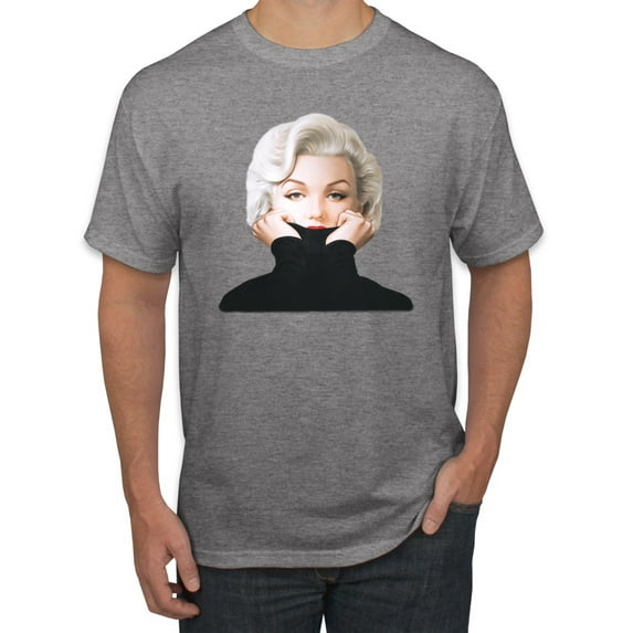 Wild Bobby, Hip Marilyn Monroe Portrait Classic Beauty Pose, Famous People, Men Graphic Tee, Heather Grey, X-Large
