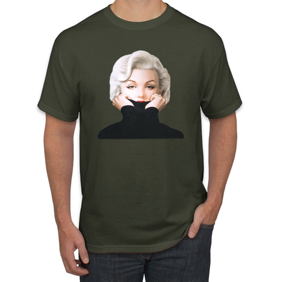 Wild Bobby, Hip Marilyn Monroe Portrait Classic Beauty Pose, Famous People, Men Graphic Tee, Military Green, Medium