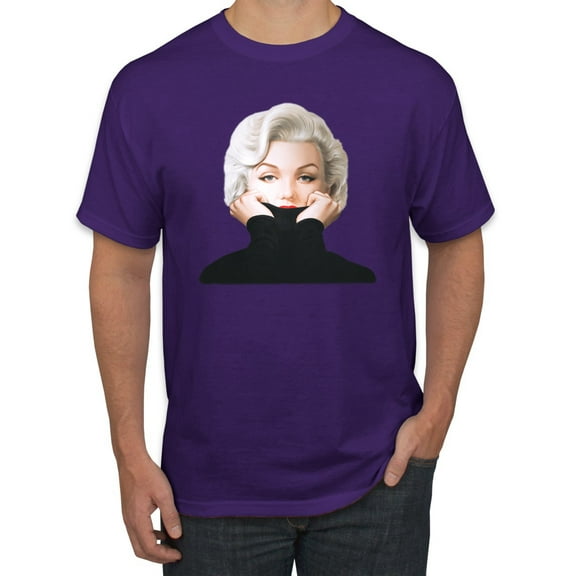 Wild Bobby, Hip Marilyn Monroe Portrait Classic Beauty Pose, Famous People, Men Graphic Tee, Purple, X-Large