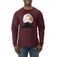 thumbnail image 1 of Wild Bobby, Hip Marilyn Monroe Portrait Classic Beauty Pose, Famous People, Men Long Sleeve Shirt, Maroon, Small, 1 of 4