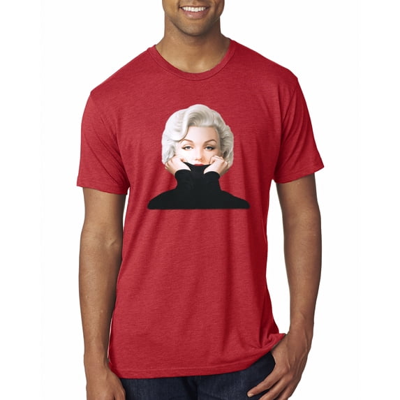 Wild Bobby, Hip Marilyn Monroe Portrait Classic Beauty Pose, Famous People, Men Premium Tri Blend Tee, Vintage Red, Small