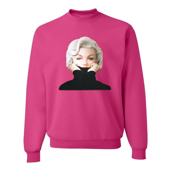 Wild Bobby, Hip Marilyn Monroe Portrait Classic Beauty Pose, Famous People, Unisex Crewneck Graphic Sweatshirt, Fuschia, Small